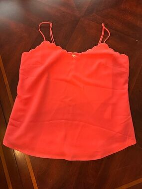 J. Crew Coral Scallop-Edge Spaghetti Strap Camisole Top